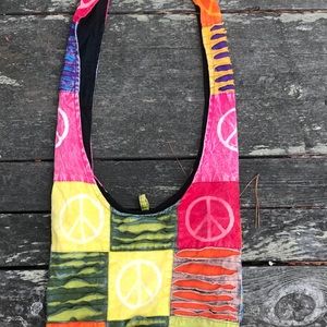 Vintage Boho Peace Sign Shoulder Bag